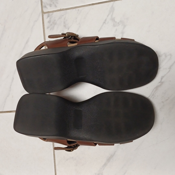 Buy 2prs🥿/$15.00 - Women's Lands' End Brown Open-toe Woven Sandals - sz 9 Med. - Picture 9 of 11